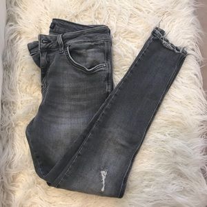 Zara Grey Distressed Ankle Jeans